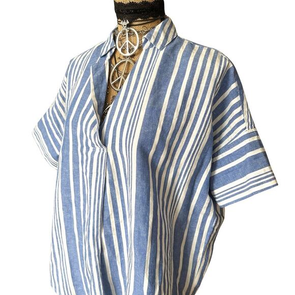 MADEWELL women's Linen Cotton blend striped blouse - SMALL - Picture 15 of 15